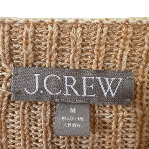 J. Crew Ribbed Funnelneck Sweater in Linen-Cotton Blend in Soft Khaki Bone Sz M - Picture 7 of 11